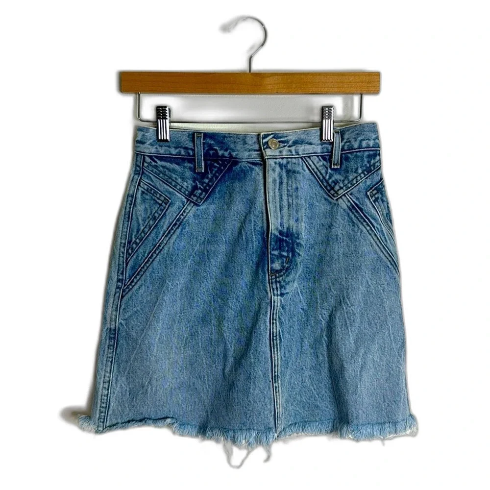 AGOLDE Women's Quinn Western Denim Mini Skirt Light Wash 25
